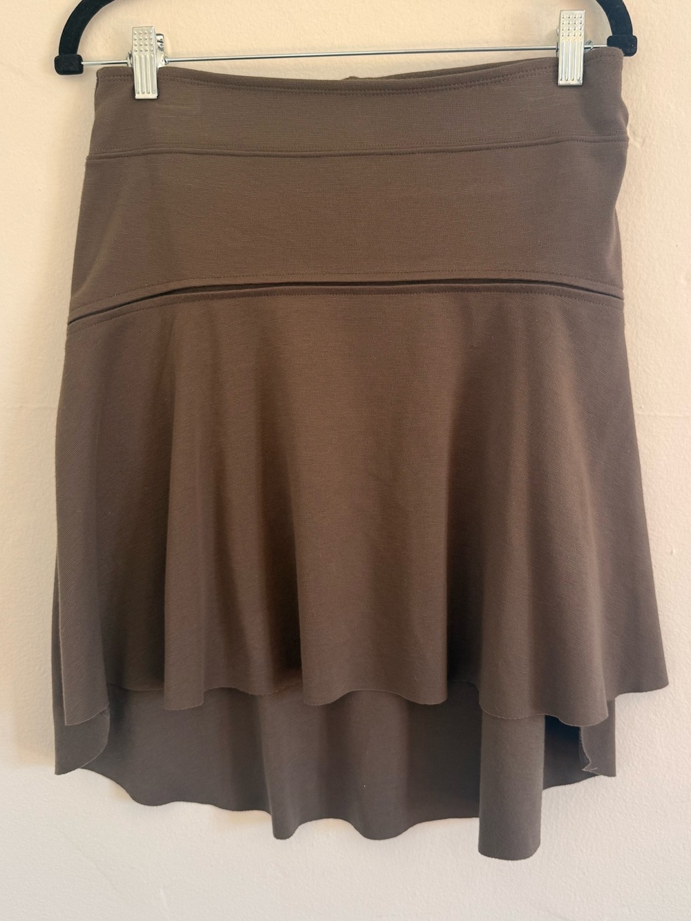 High Low Brown Tiered Flounce Skirt